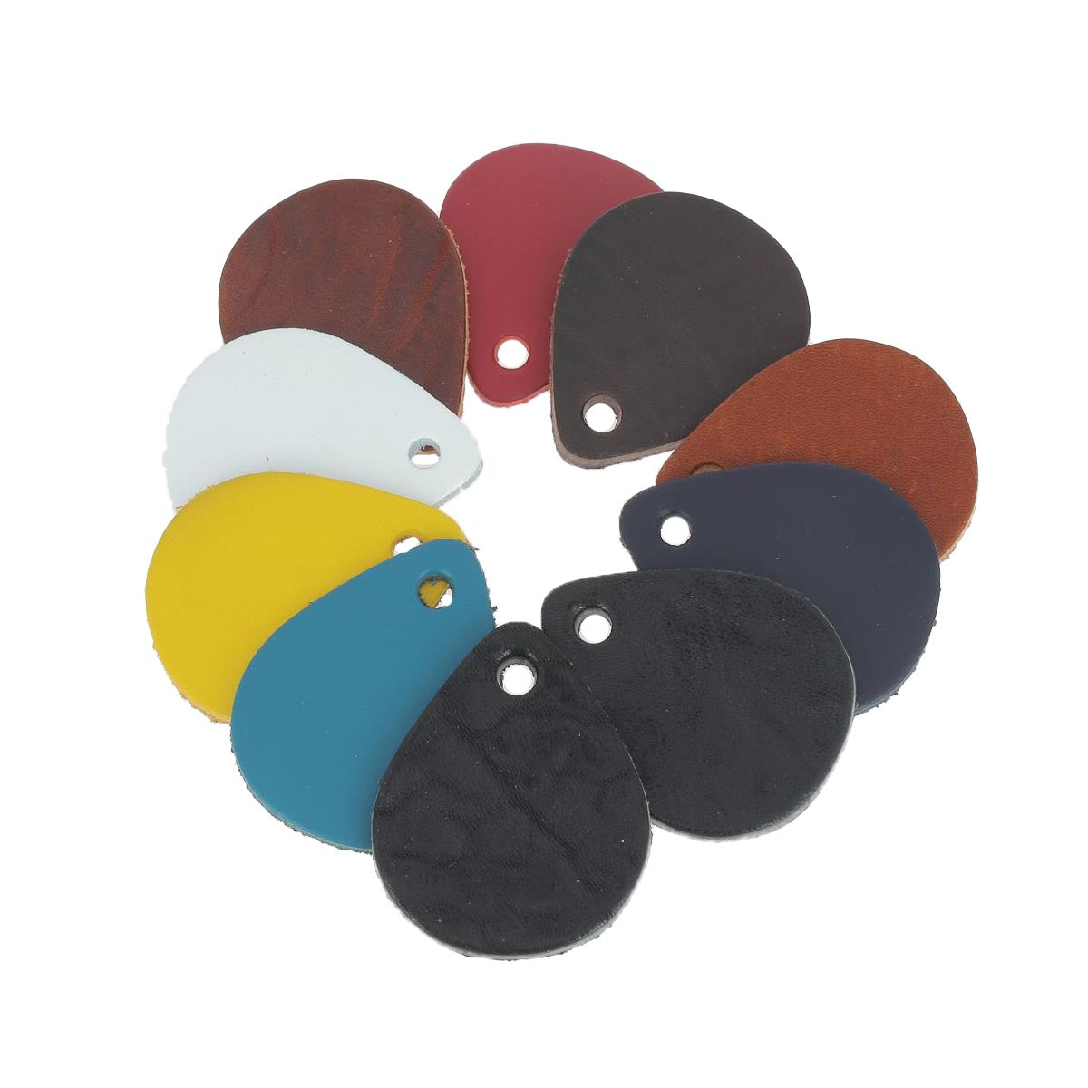 Lot de 10 découpes GOUTTE pour porte clés en cuir teinté - DIVERS