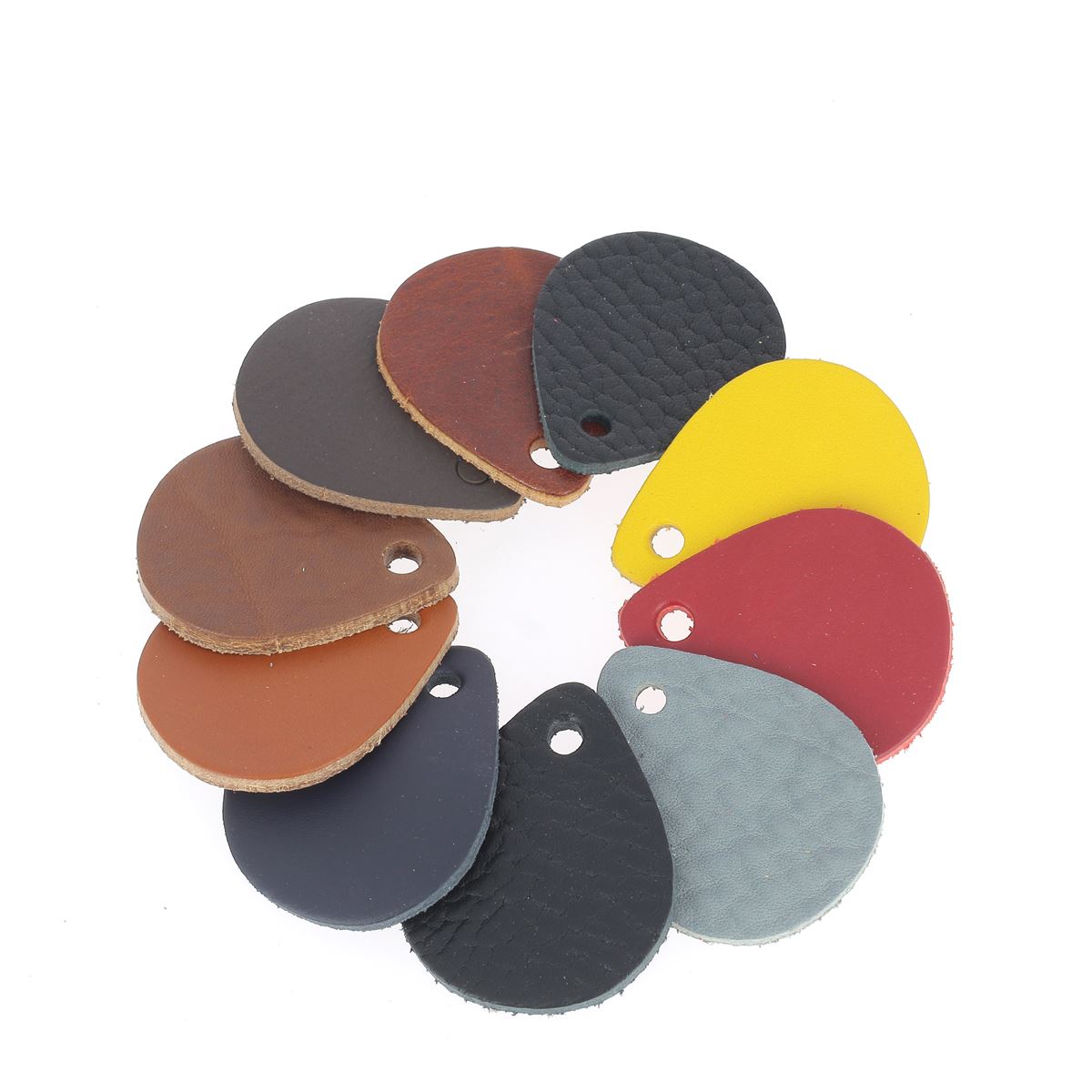 Lot de 10 découpes GOUTTE pour porte clés en cuir teinté - DIVERS