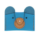 Kit DIY Porte cartes Ours en cuir - Bleu Atoll - Deco Cuir