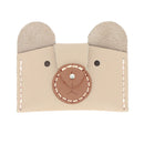 Kit DIY complet pour réaliser soi-même un porte-cartes en cuir ours beige taupe. 