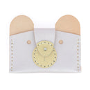 Porte carte en cuir - beige nacré - ours