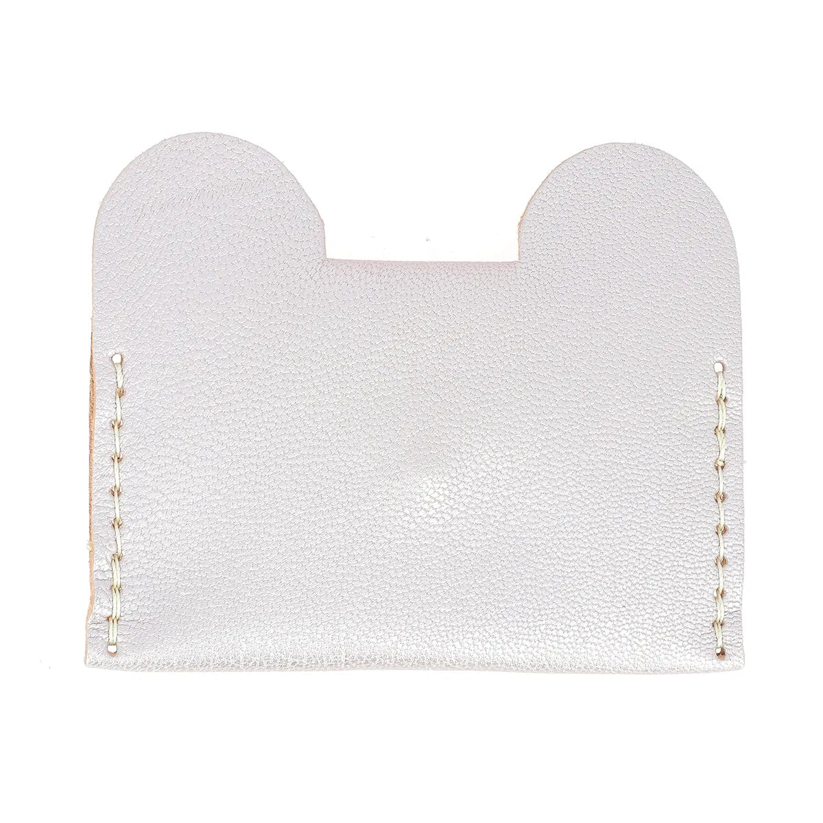 porte carte cuir ours pour enfant - beige nacré