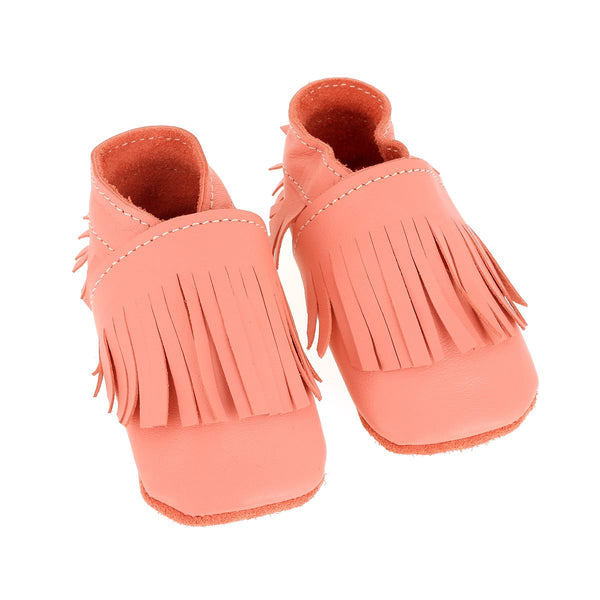 DIY kit Baby leather slippers with fringes