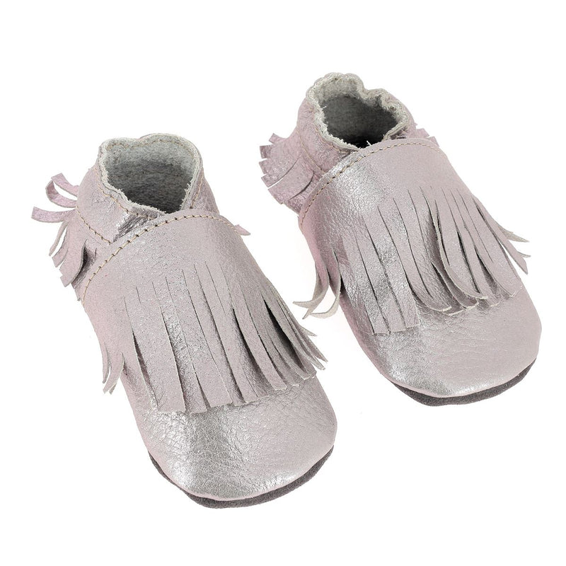 DIY kit Baby leather slippers with fringes