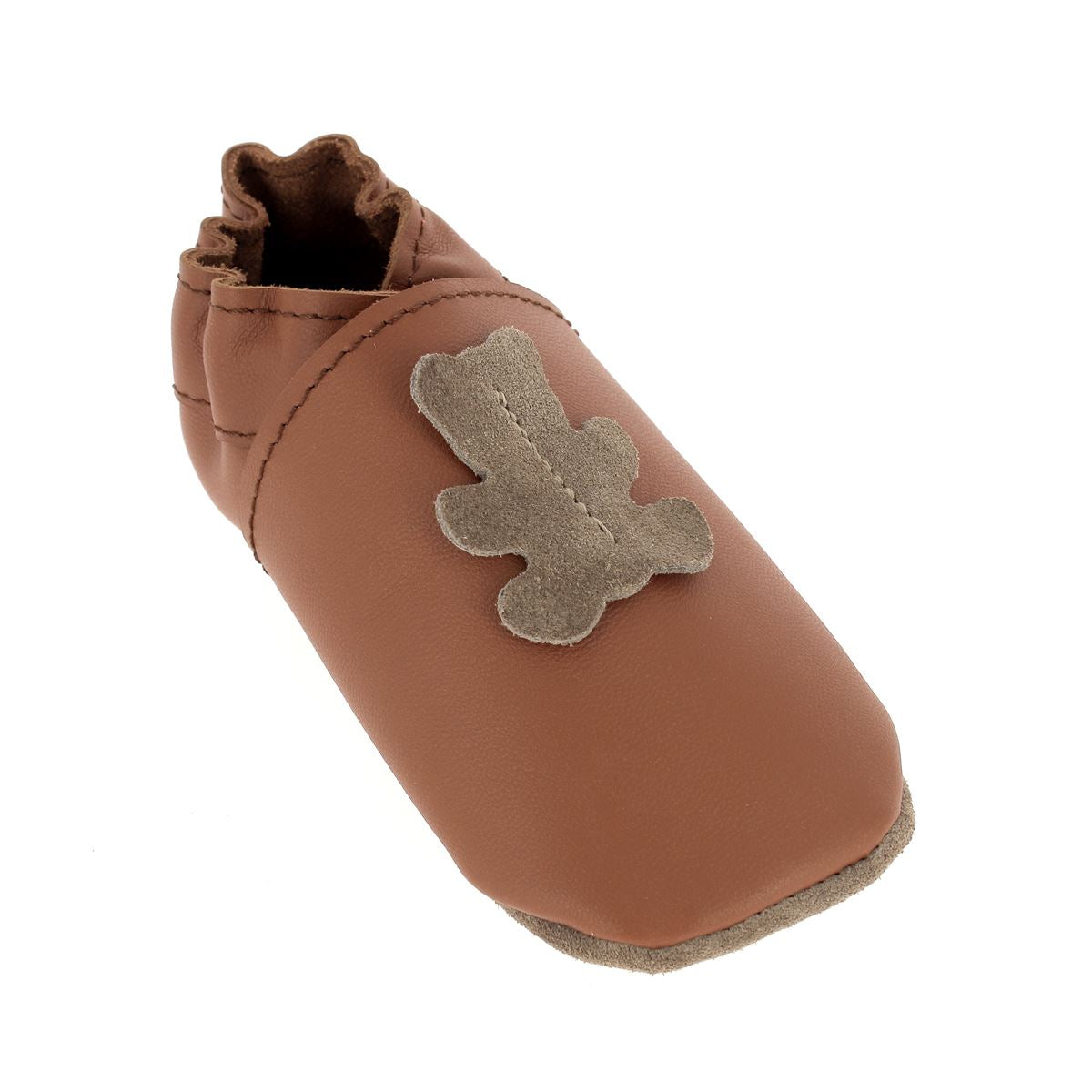 Kit DIY Chaussons en cuir pour bébé avec Ours - MARRON