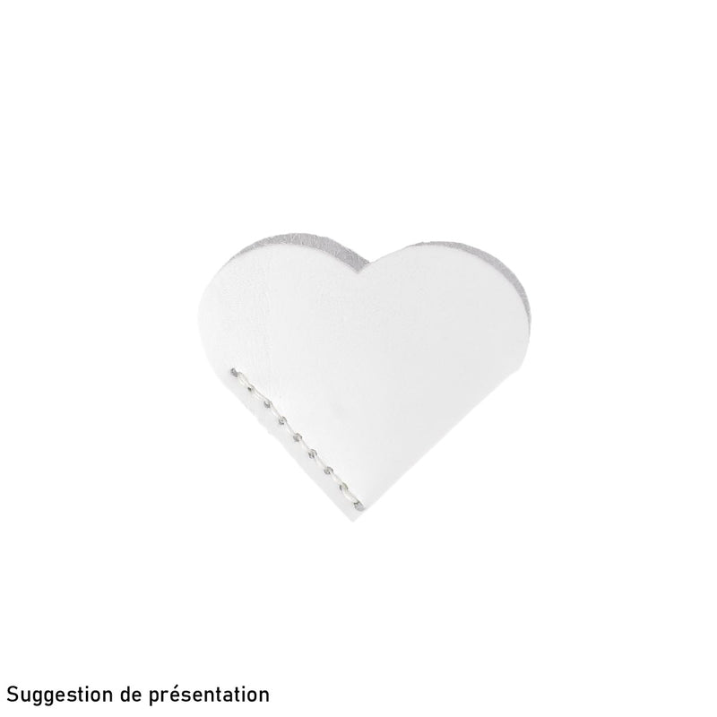 Découpe COEUR à coudre pour marque-page en cuir - BLANC