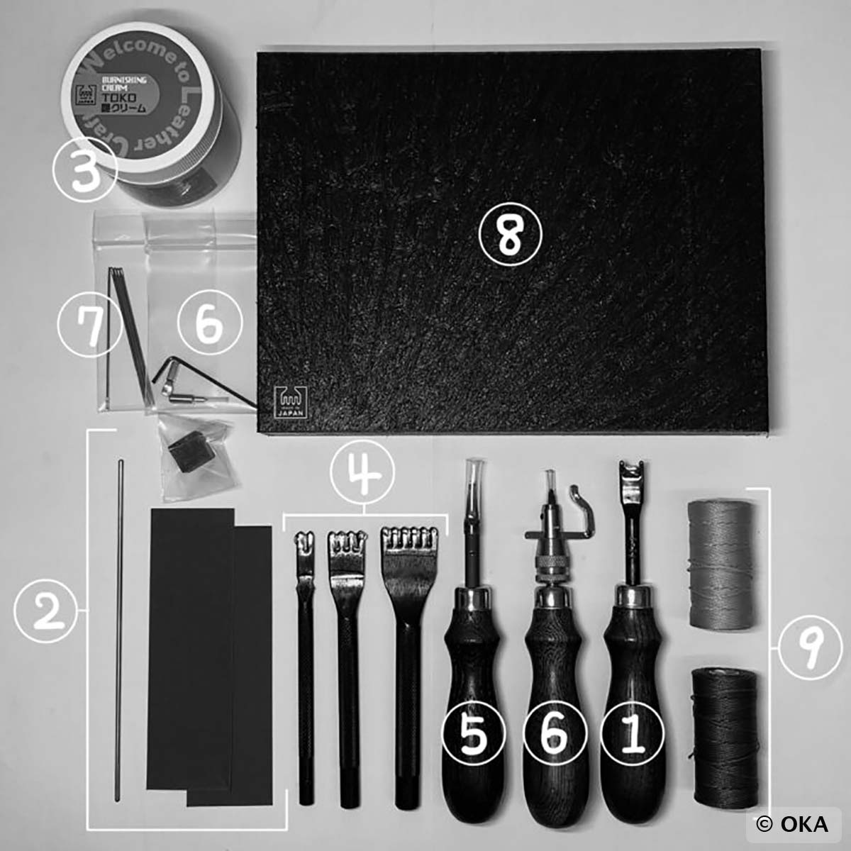 Kit outils pour le travail du cuir - Couture à la main et tranches - Gamme PRO - Oka - Deco Cuir