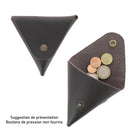Découpe Grand porte-monnaie triangle en cuir - MARRON FONCÉ