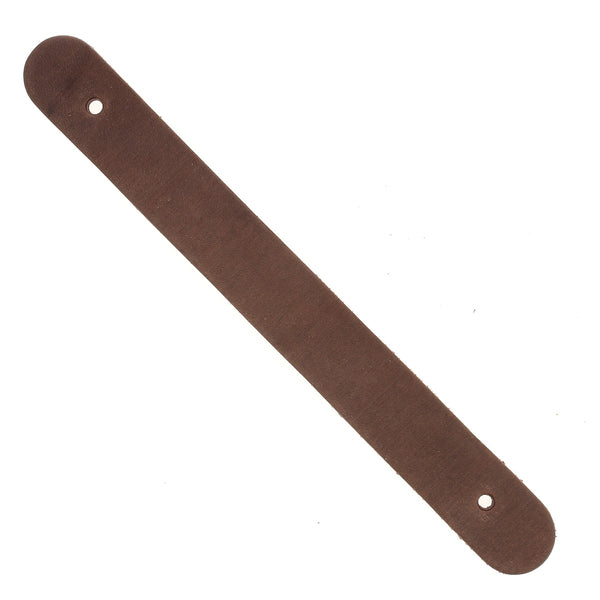 Vegetable tanned oily leather handle cutout 22x2.4cm with 2 holes - 3.4mm thick