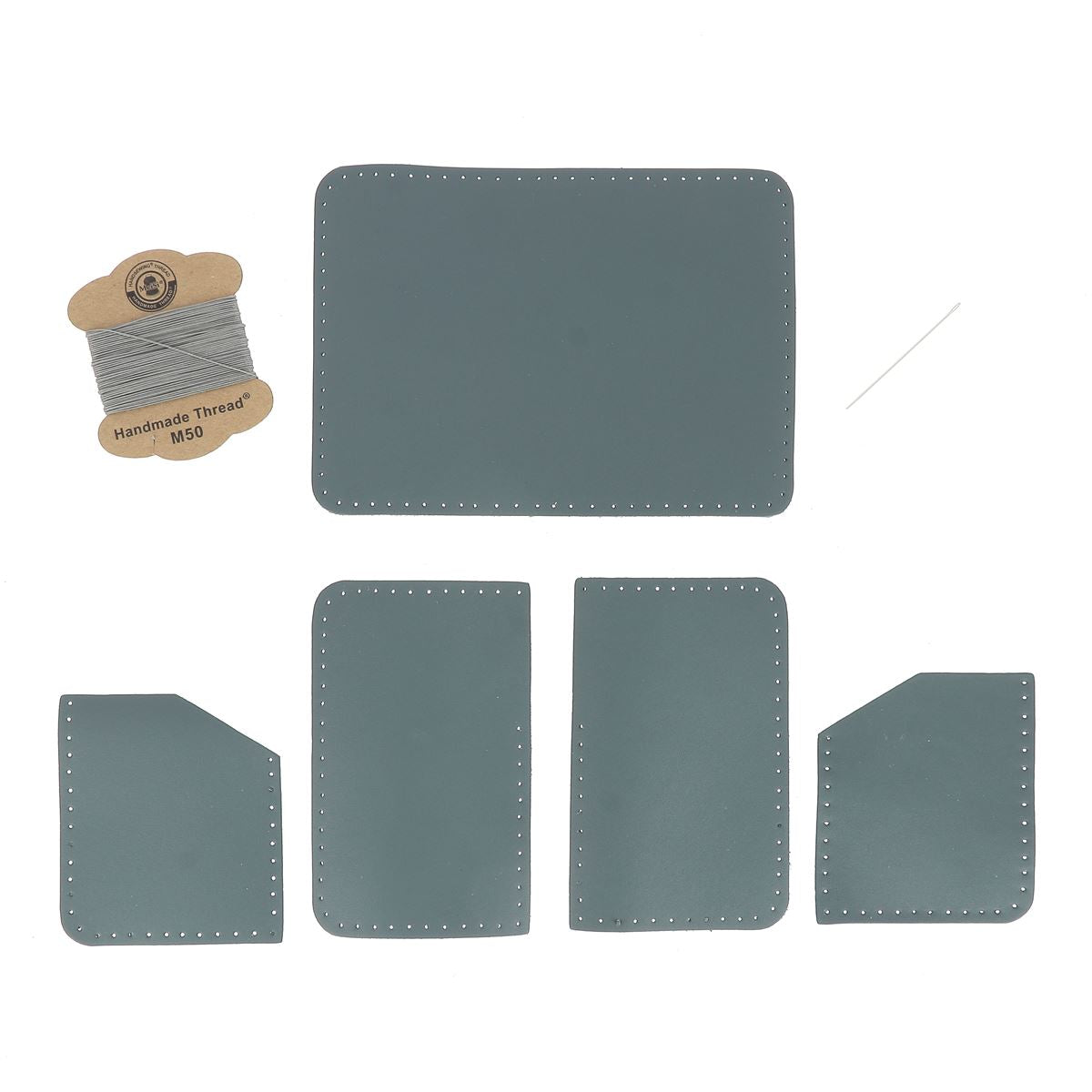 KitenCuir Porte Cartes double Gris - Fil Gris