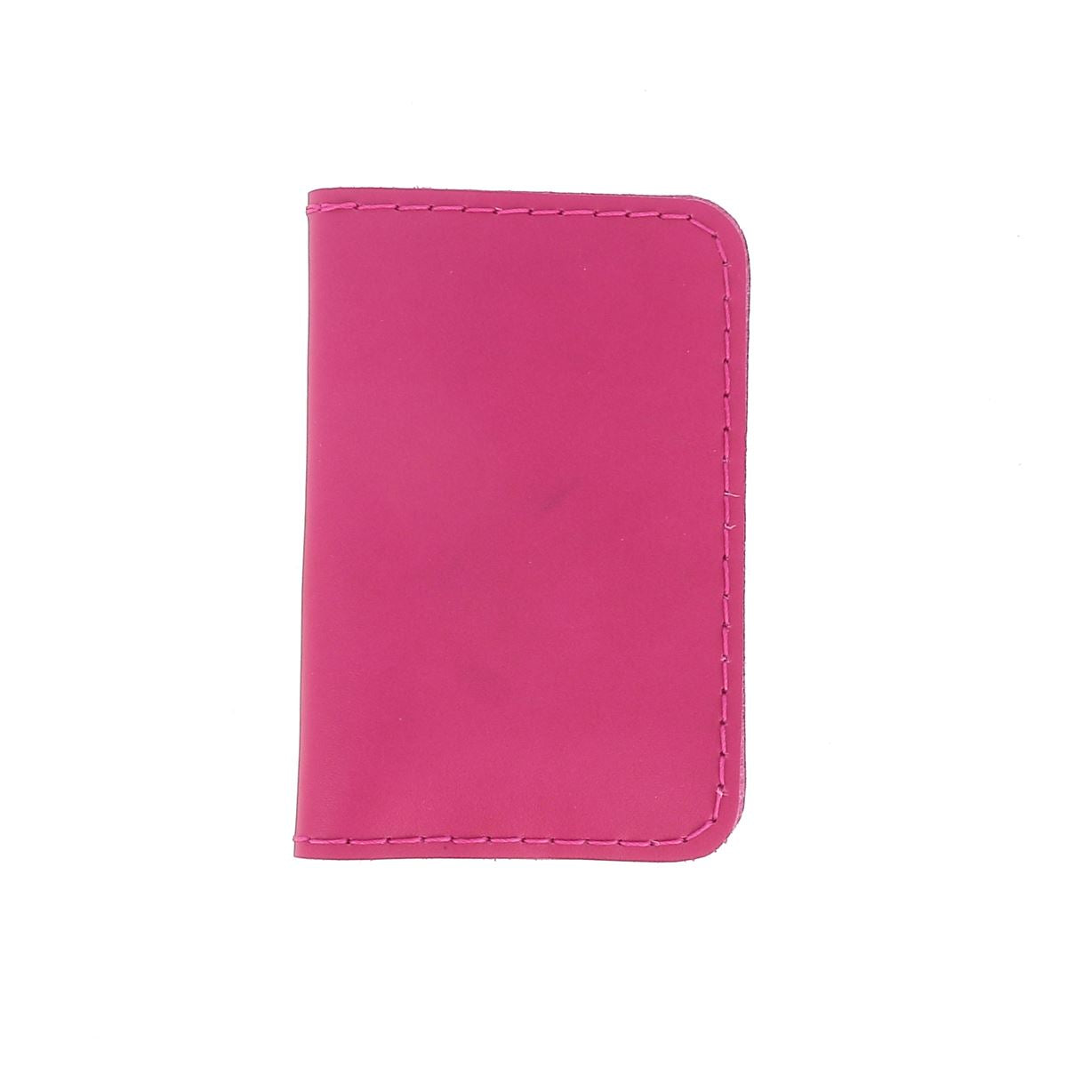 KitenCuir Porte Cartes double Rose fuchsia - Fil Rose fuchsia