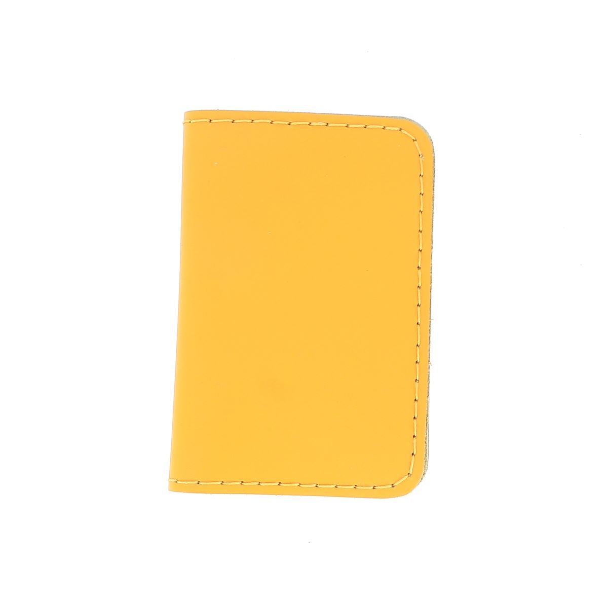 KitenCuir Porte Cartes double Jaune - Fil Jaune
