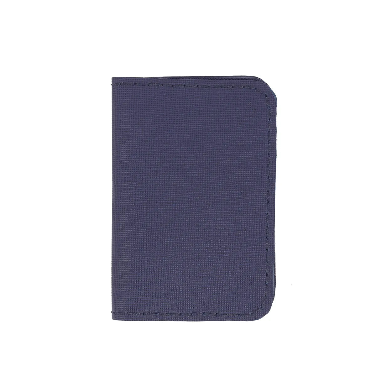 Porte-cartes double en cuir bleu foncé 