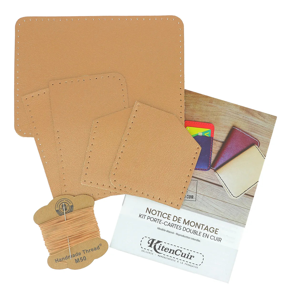 Kit DIY Porte Cartes en cuir double Bronze Marron - Niveau débutant