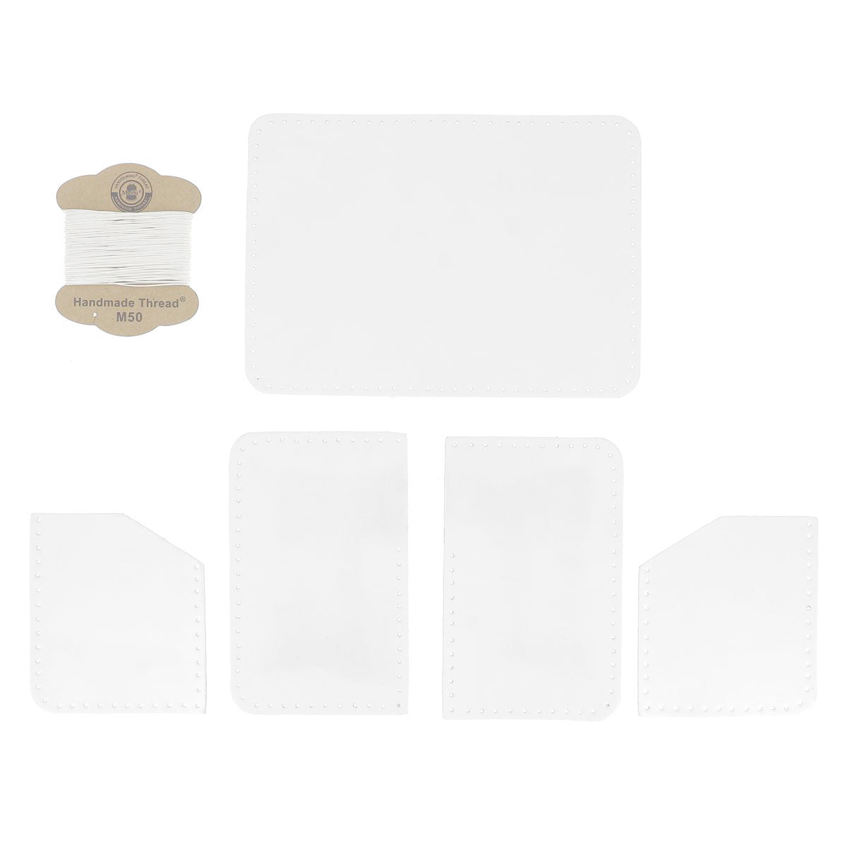 KitenCuir Porte Cartes double Blanc - Fil Blanc