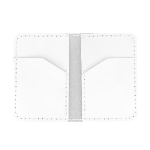 KitenCuir Porte Cartes double Blanc - Fil Blanc