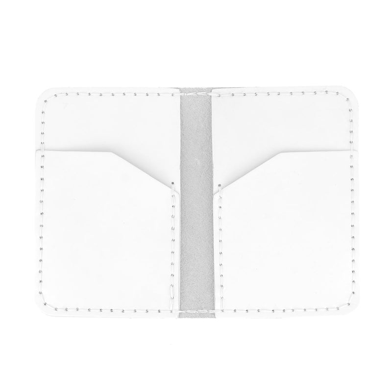 KitenCuir Porte Cartes double Blanc - Fil Blanc