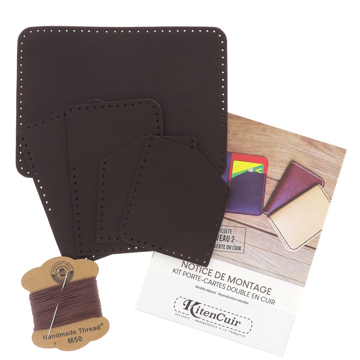 KitenCuir Porte Cartes double Marron - - Deco Cuir