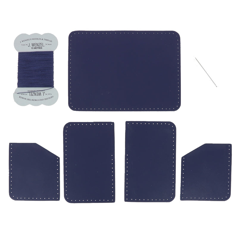 KitenCuir Double card holder Navy blue - Navy blue thread