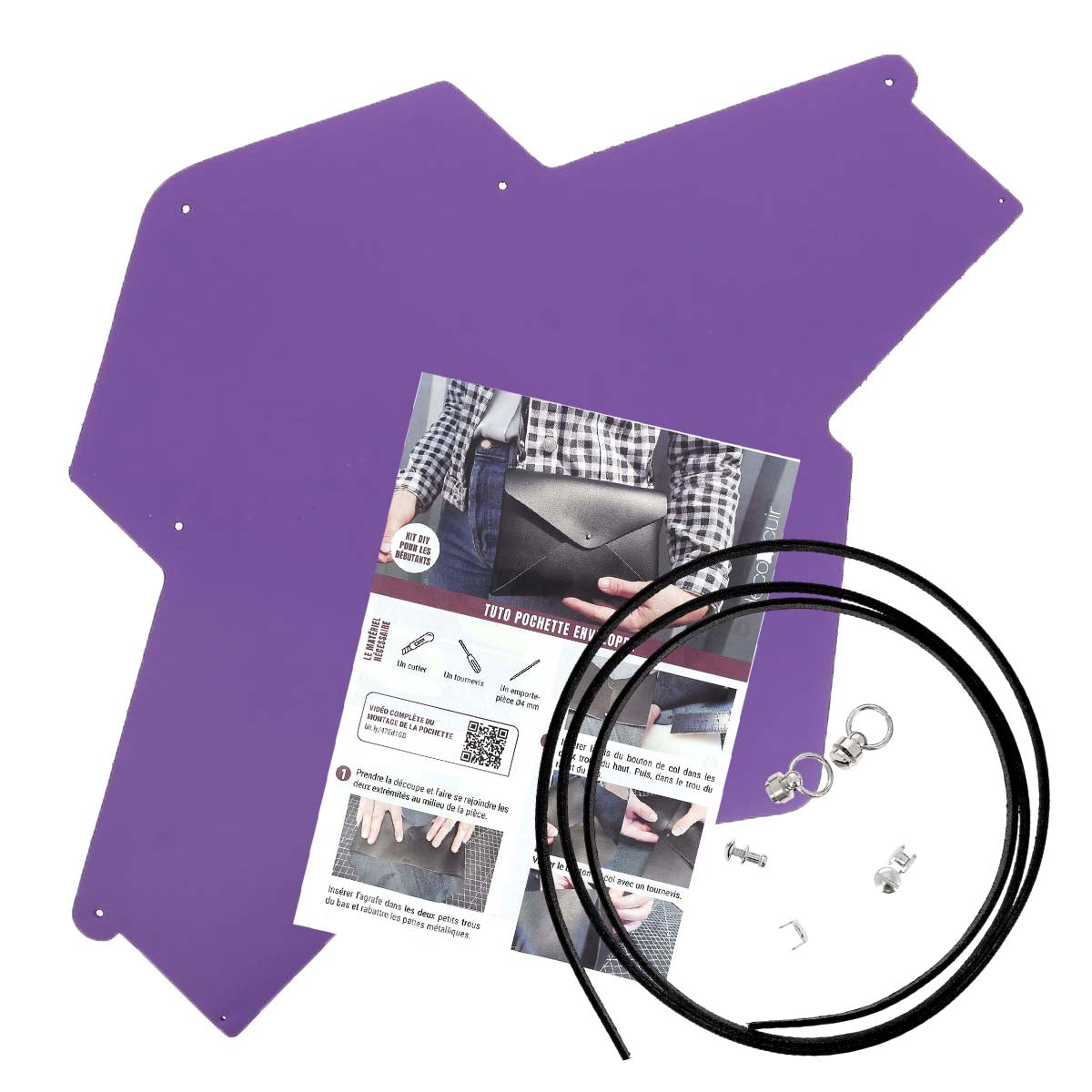 Pochette ENVELOPPE en cuir VIOLET à personnaliser