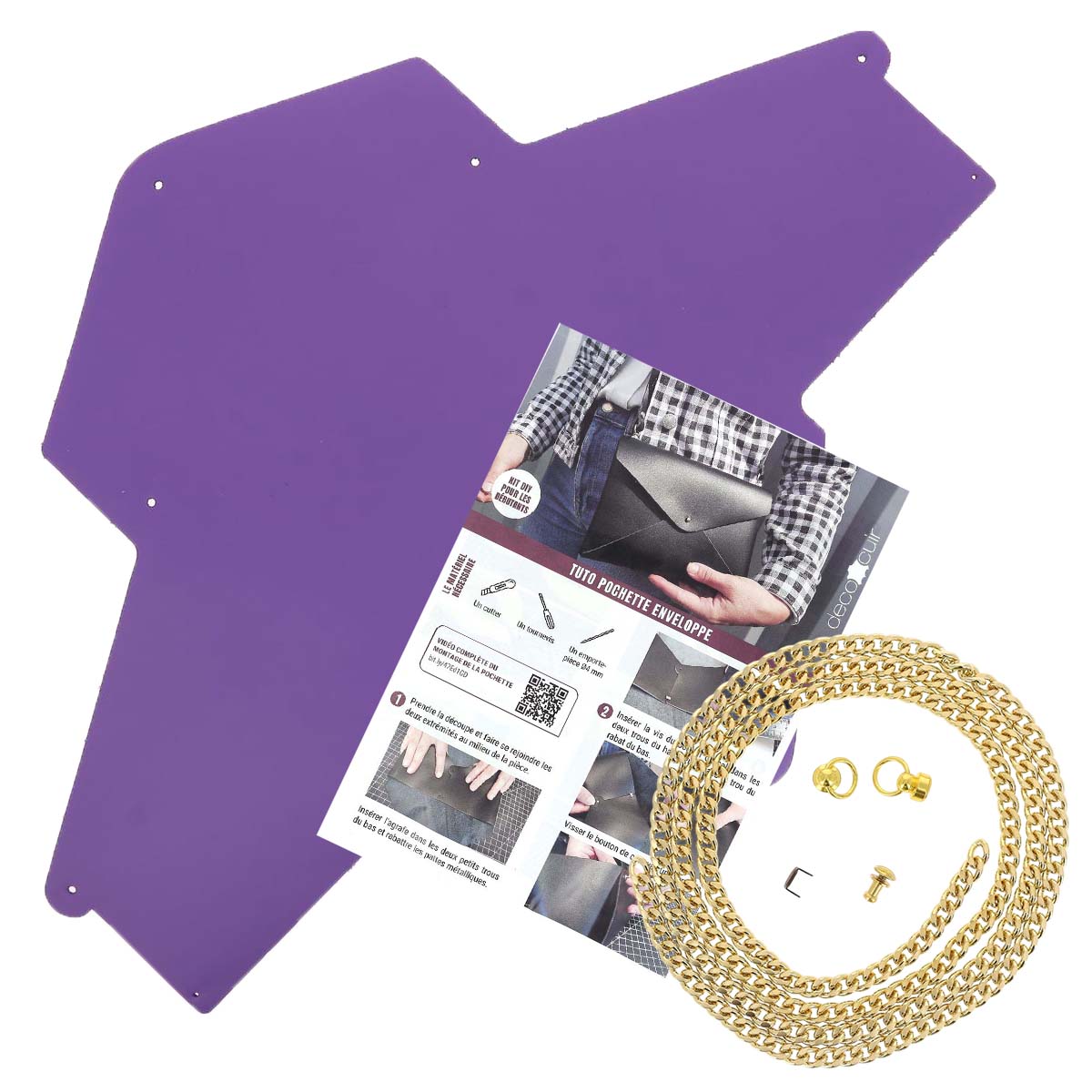 Pochette ENVELOPPE en cuir VIOLET à personnaliser