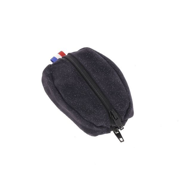 Porte monnaie Grain de café en cuir BLEU MARINE PAILLETTÉ