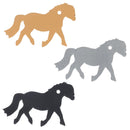 Lot de découpes PONEY pour porte-clés en cuir - MIEL, GRIS & NOIR - Deco Cuir