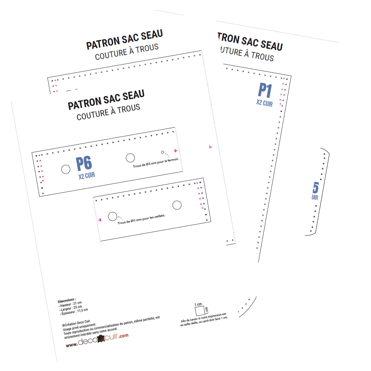 patron sac seau en cuir couture main