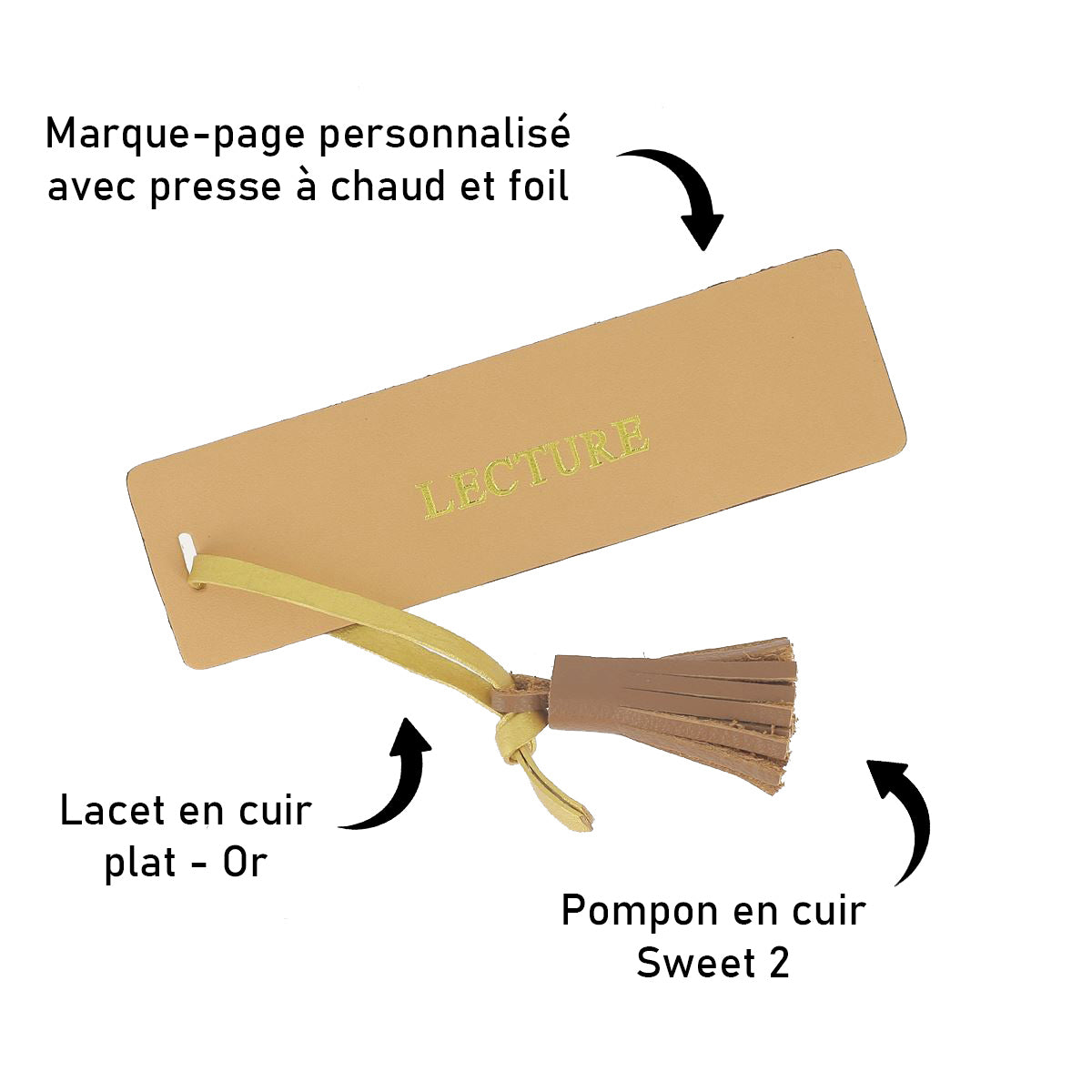 Découpe MARQUE PAGE 37x130mm en cuir à personnaliser - INCA - Deco Cuir