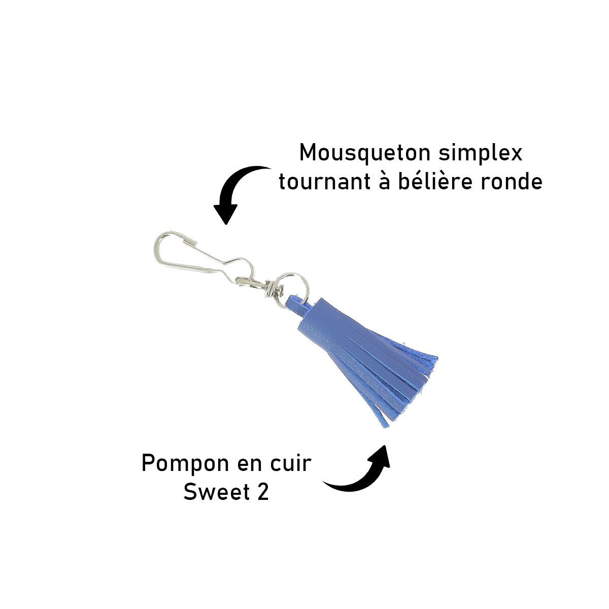 Lot de 10 découpes POMPONS pour porte-clés en cuir SWEET 2 - Couleurs vives - Deco Cuir