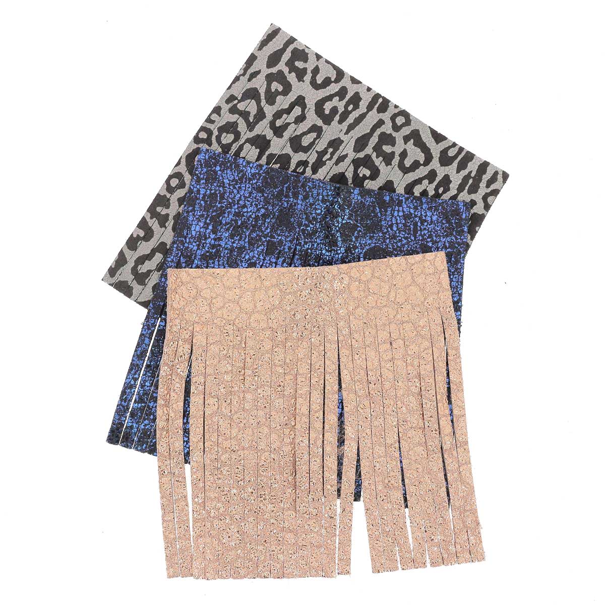 Lot de 3 découpes grands POMPONS pour porte-clés en cuir FANTAISIE