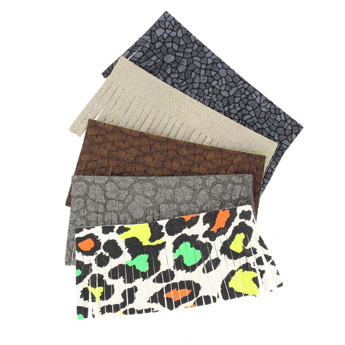 Lot de 5 découpes POMPONS pour porte-clés en cuir FANTAISIE