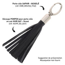 Découpe POMPON pour porte-clés en cuir NOIR Q47