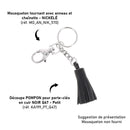 Découpe POMPON pour porte-clés en cuir NOIR Q47