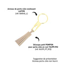 Découpe POMPON pour porte-clés en cuir TAUPE R12