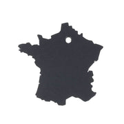 Découpe de cuir en forme de carte de France, porte-clés en cuir noir de la marque Deco Cuir, modèle KA201.