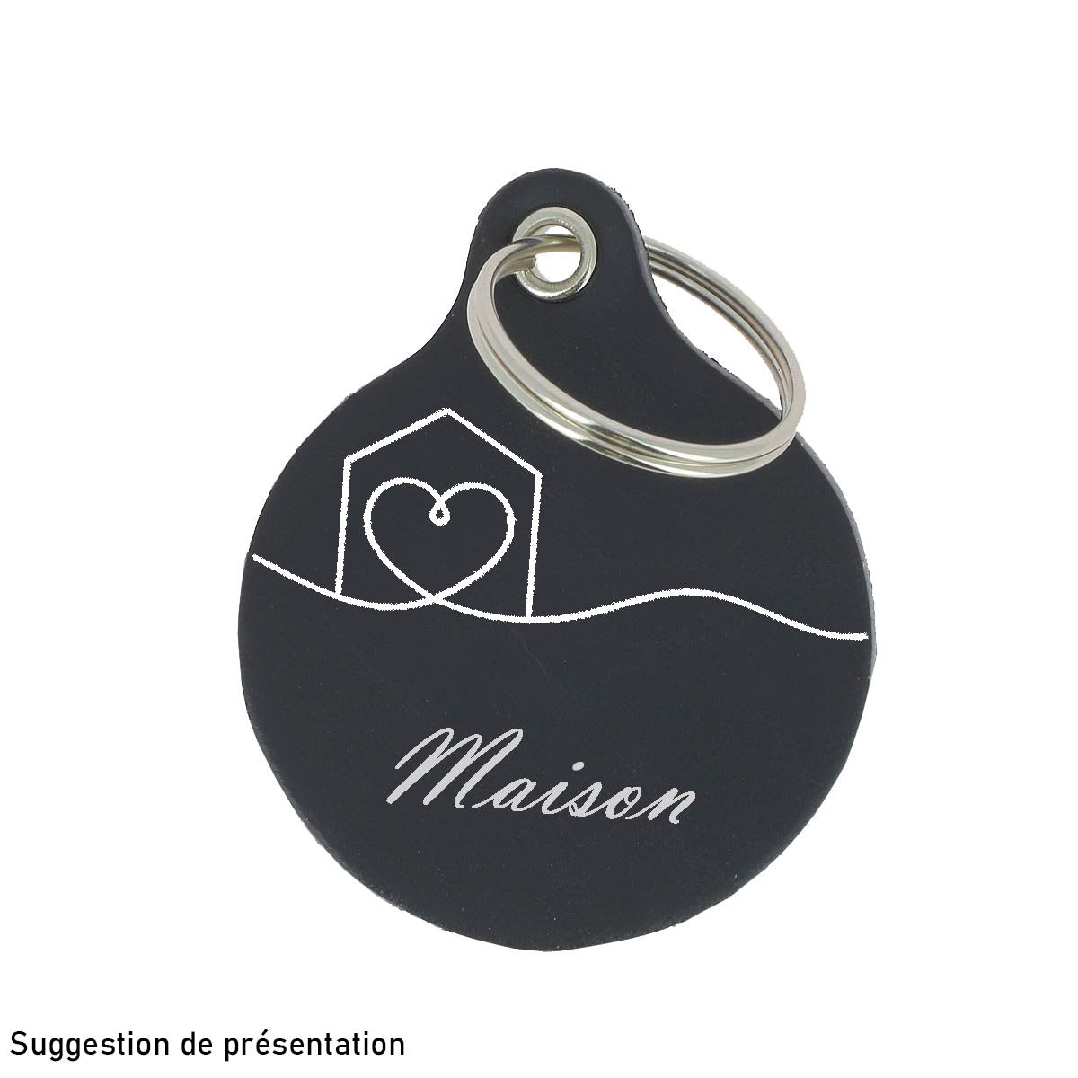 Découpe Médaillon pour porte clés en cuir - NOIR