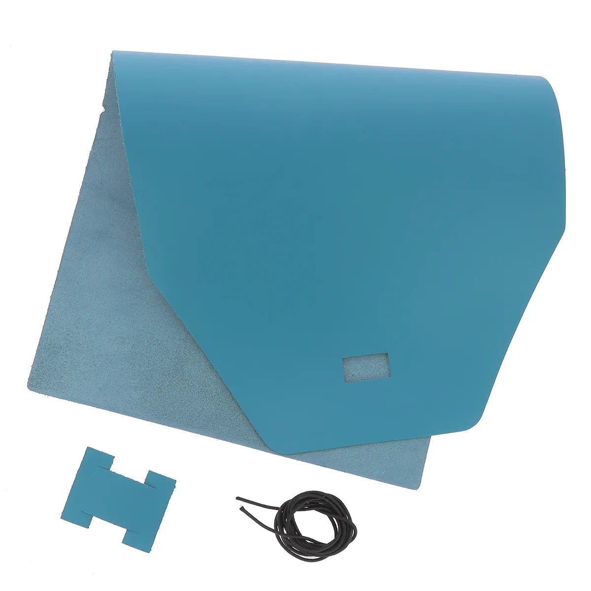 Kit DIY - Protège carnet A5 en cuir lisse bleu atoll M25| Deco cuir