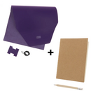 Kit DIY Protège carnet en cuir violet O02 + carnet A5 + crayon à papier