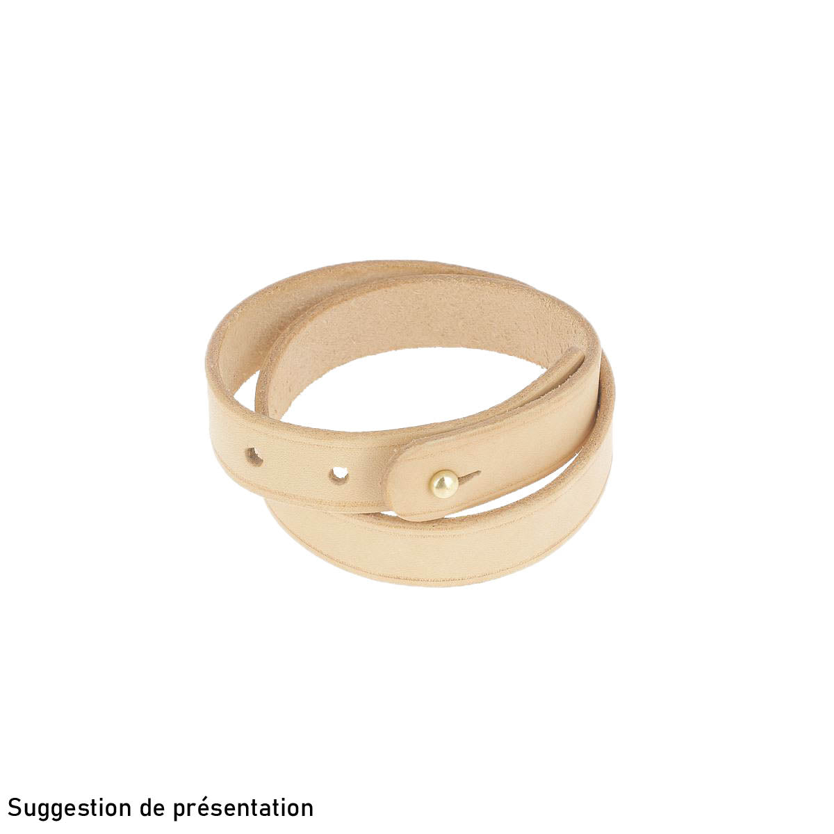 Découpe pour BRACELET double en cuir NATUREL à personnaliser - taille ADULTE 44 x 1,5 cm