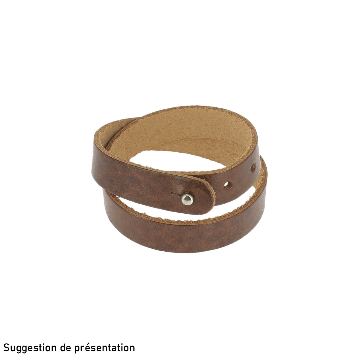 Découpe pour BRACELET double en cuir SAUVAGE à personnaliser - taille ADULTE 44 x 1,5 cm