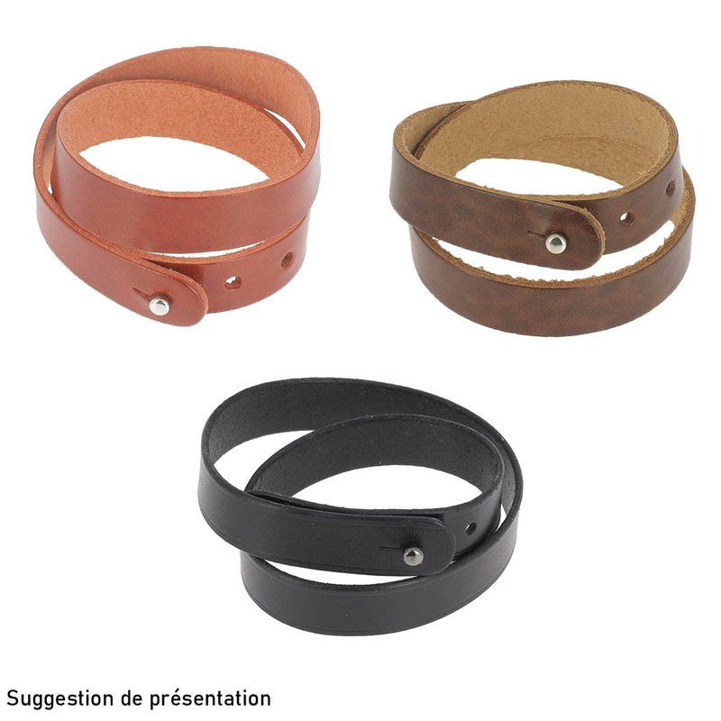 Découpe pour BRACELET double en cuir SAUVAGE à personnaliser - taille ADULTE 44 x 1,5 cm