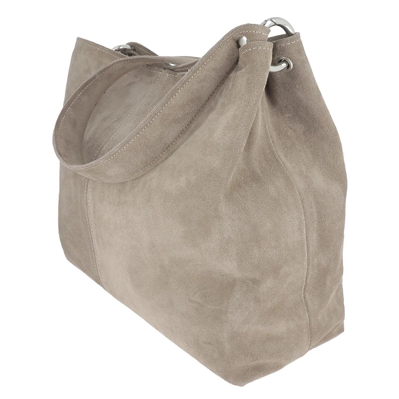 Sac à main en cuir velours gris taupe
