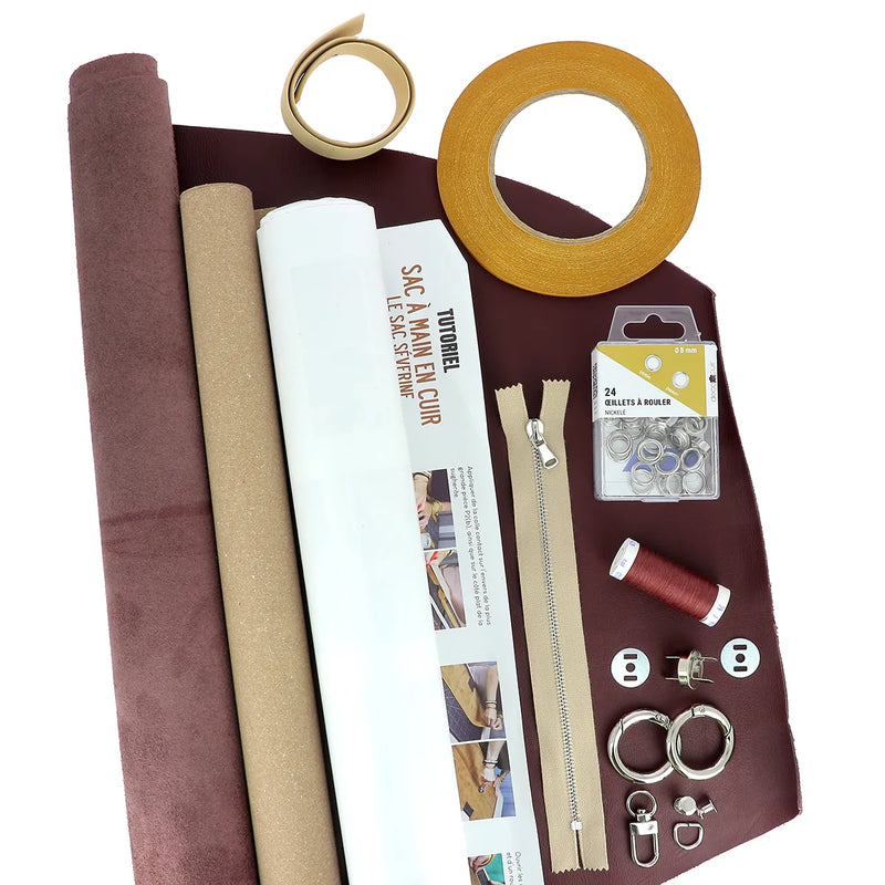 Kit DIY sac en cuir bordeaux - Sac Séverine