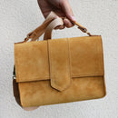 Sac en cuir velours jaune DIY avec poignée et bandoulière - Sac Roma