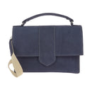 Kit DIY pour fabriquer soi-même son sac bandoulière Roma en croûte de cuir velours bleu. 