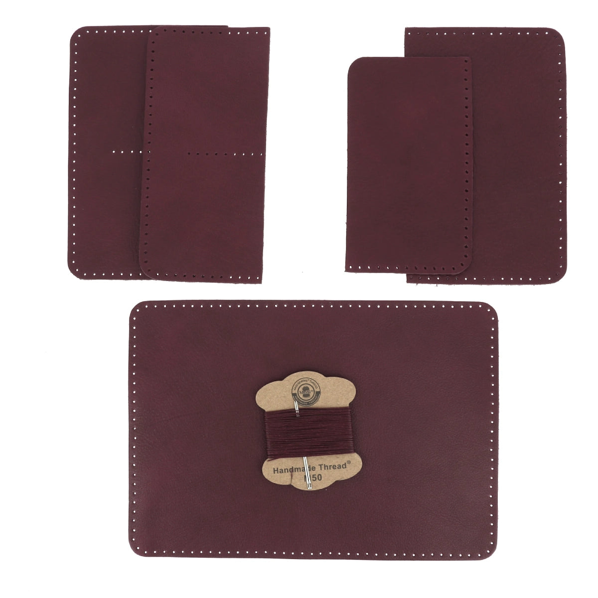 Kit DIY porte passeport bordeaux, pièces prédécoupées pour montage simple et rapide pour débutant