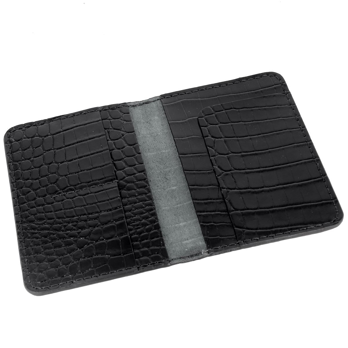 Porte passeport en cuir noir imitation croco à coudre soi-même