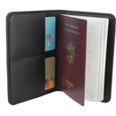 Porte passeport en cuir lisse noir