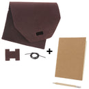 Kit DIY Protège carnet en cuir velours marron bourgogne + carnet A6 + crayon à papier